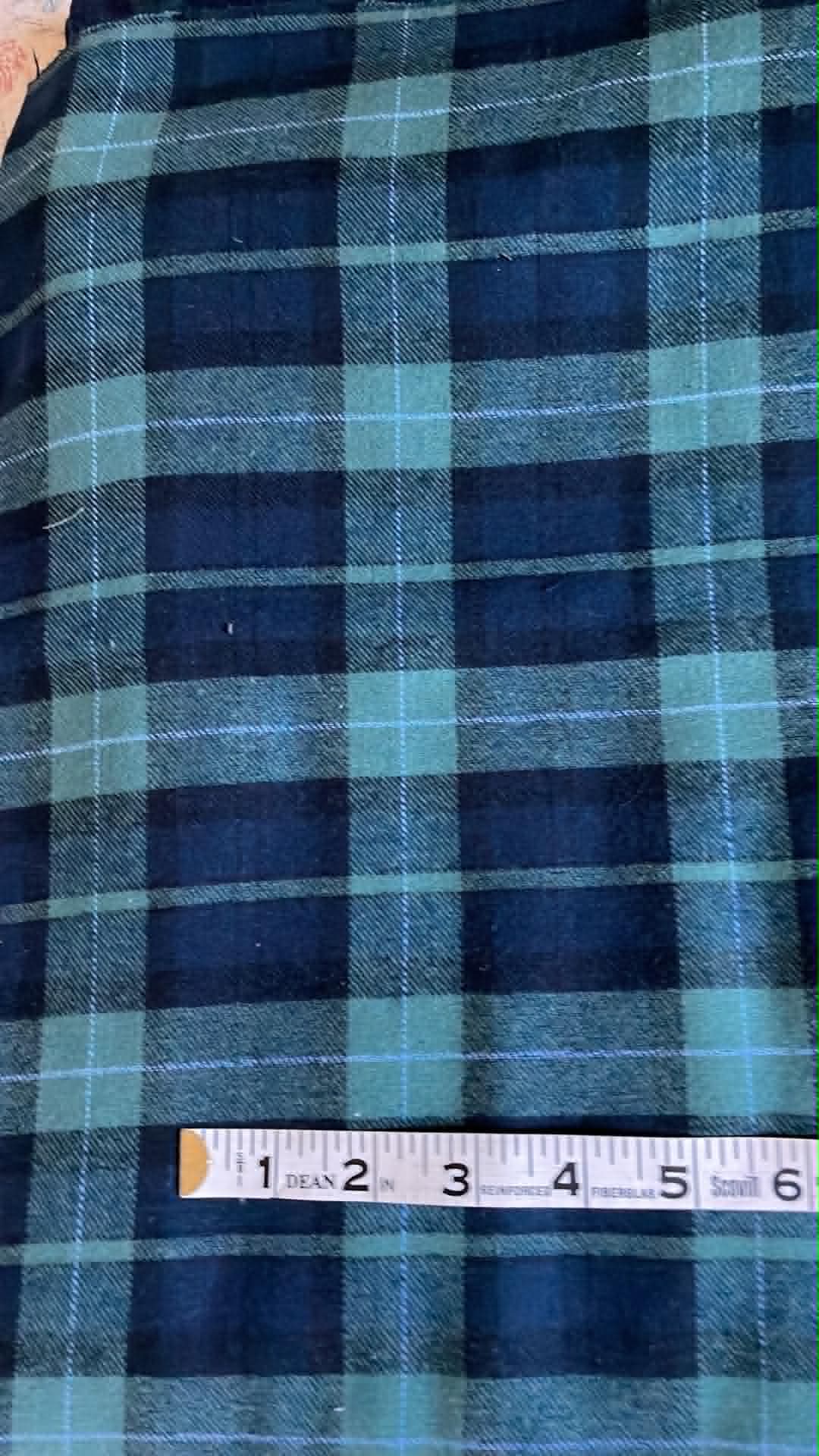 Ozark Mountain flannel. Blue and green plaid #1. Sold by the yard.