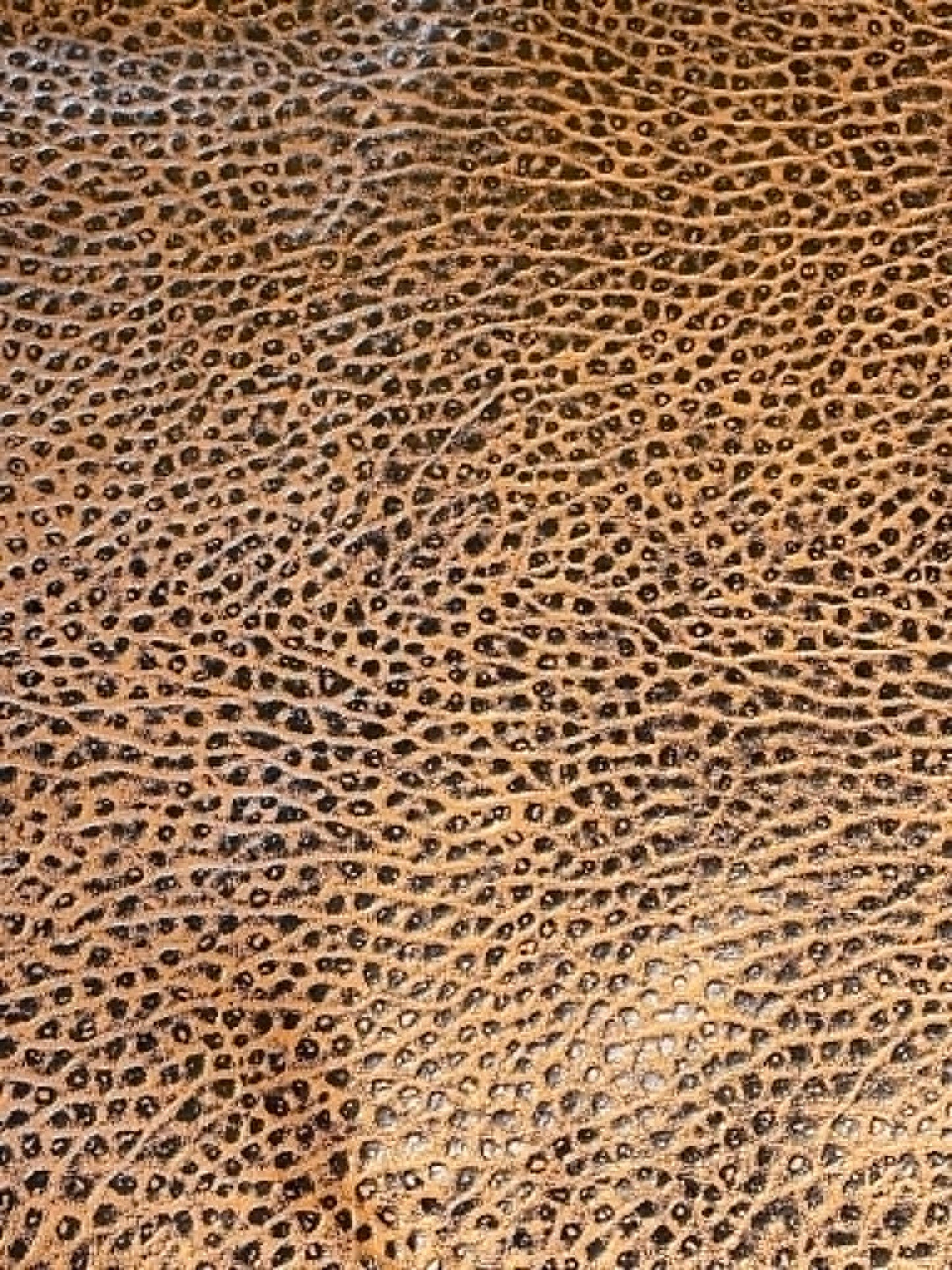 Remnant. Black and brown embossed hide fabric.