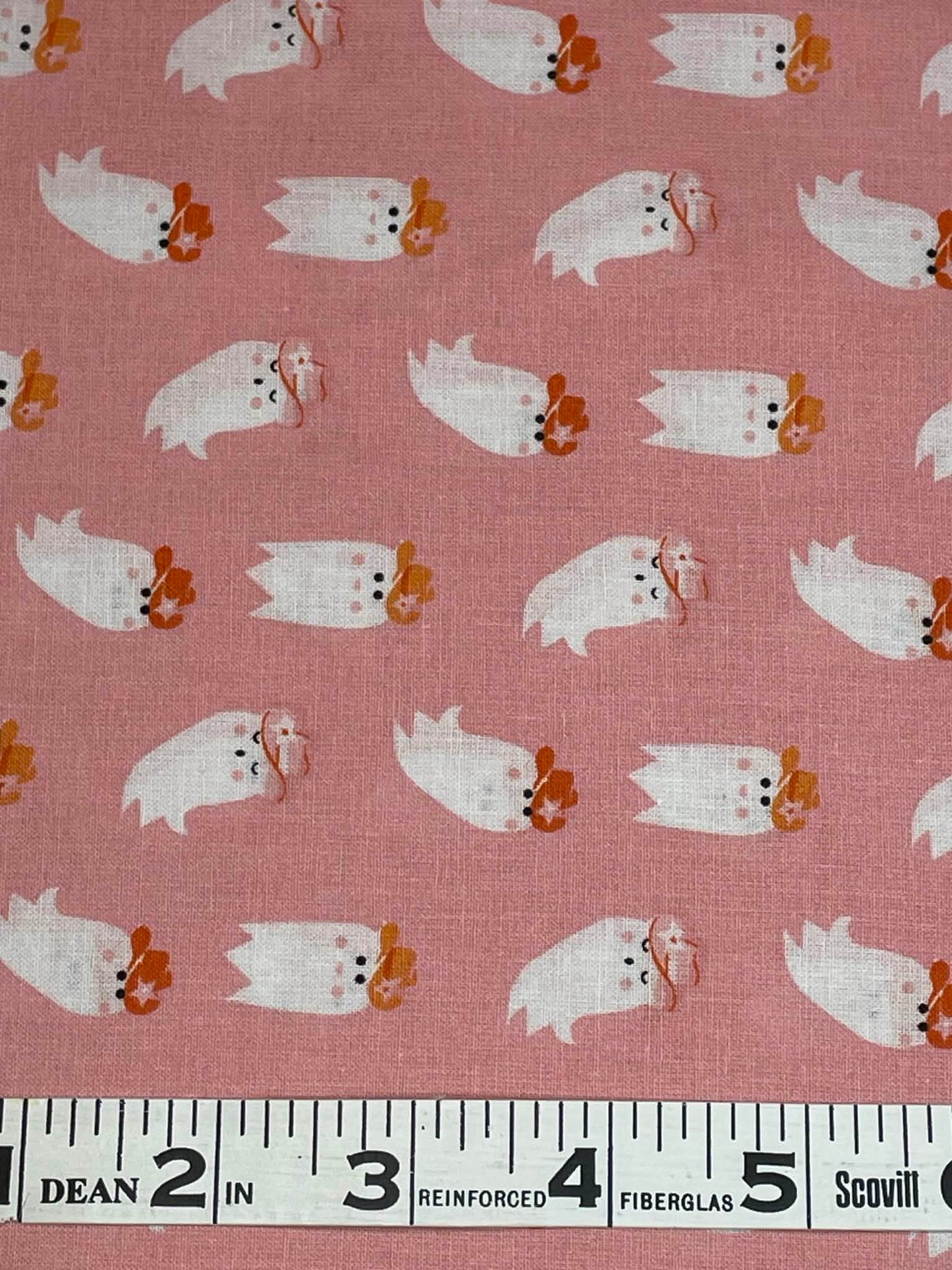 Cowboy Ghost on pink. Halloween print. Sold by the yard