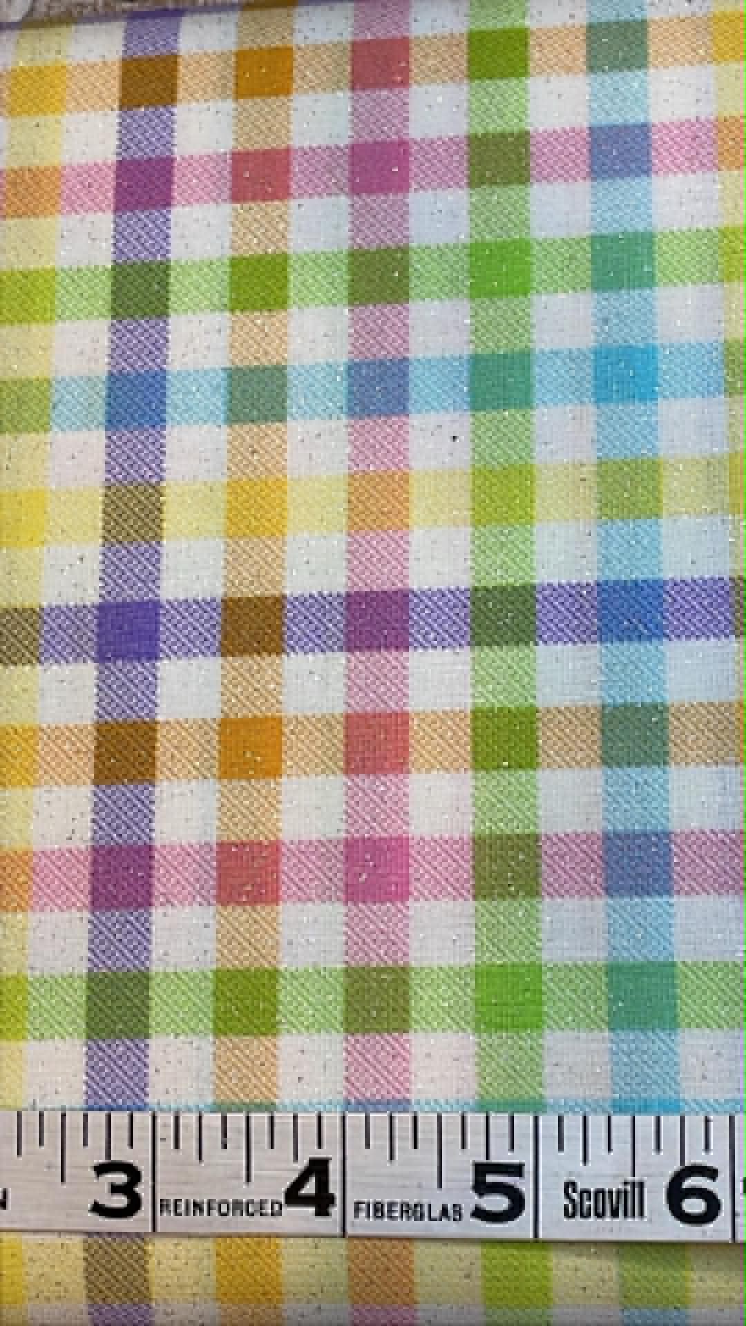 Sparkle poplin pastel glitter plaid. Sold by the 1/2 yard.