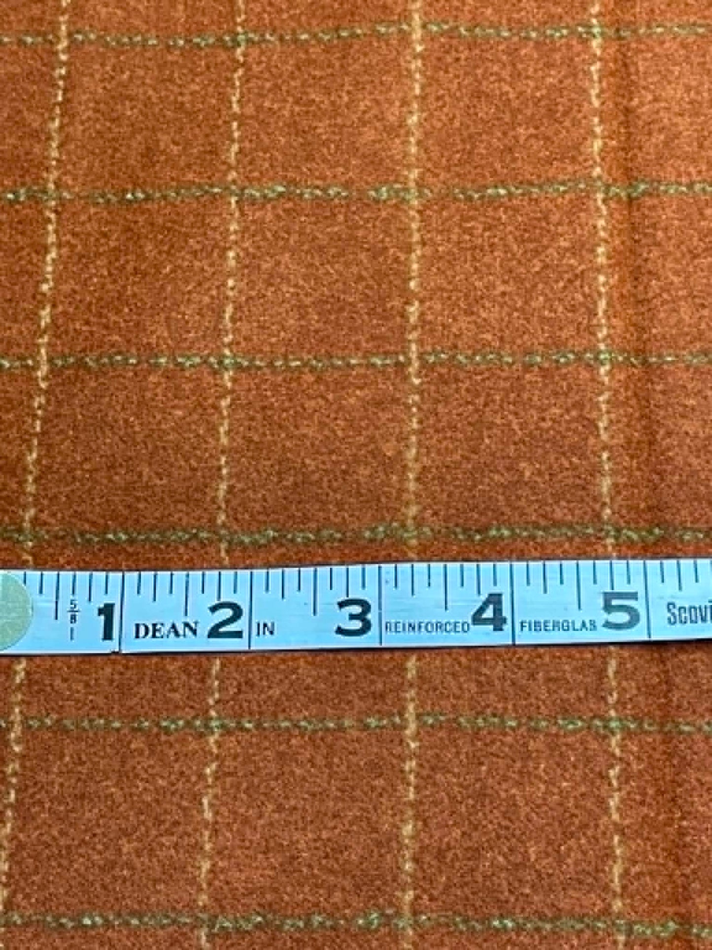 Flannel. 1879 Woolies. Orange Plaid. Sold by the yard.