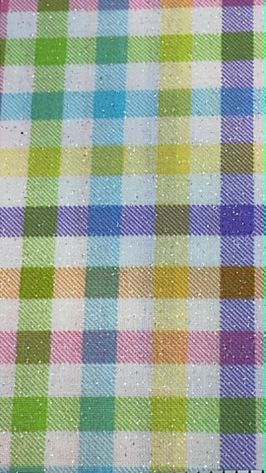 Sparkle poplin pastel glitter plaid.  Sold by the 1/2 yard.