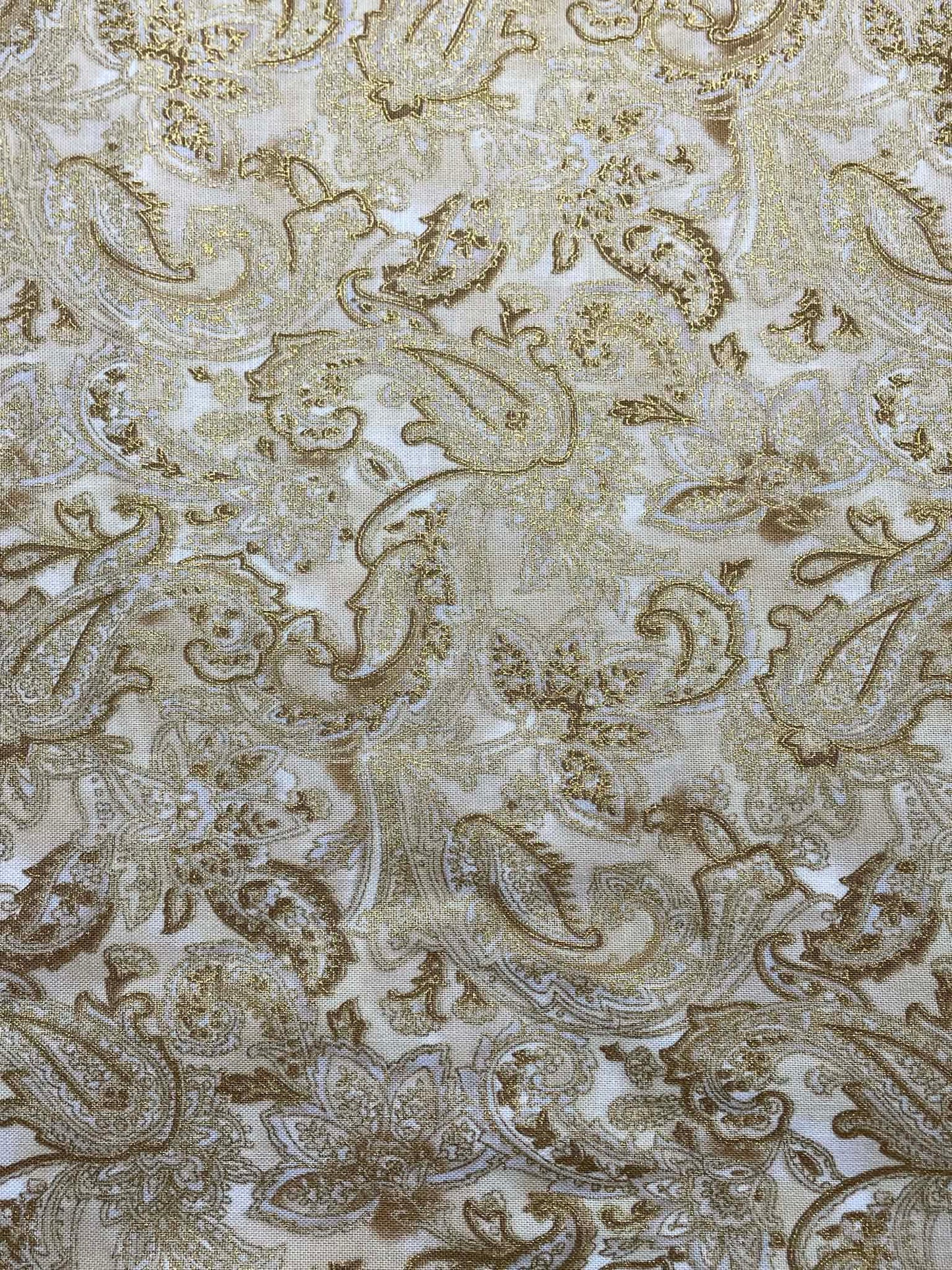 Gold tones in metallic.  Robert Kaufman.  La Scala.  Sold by the yard.