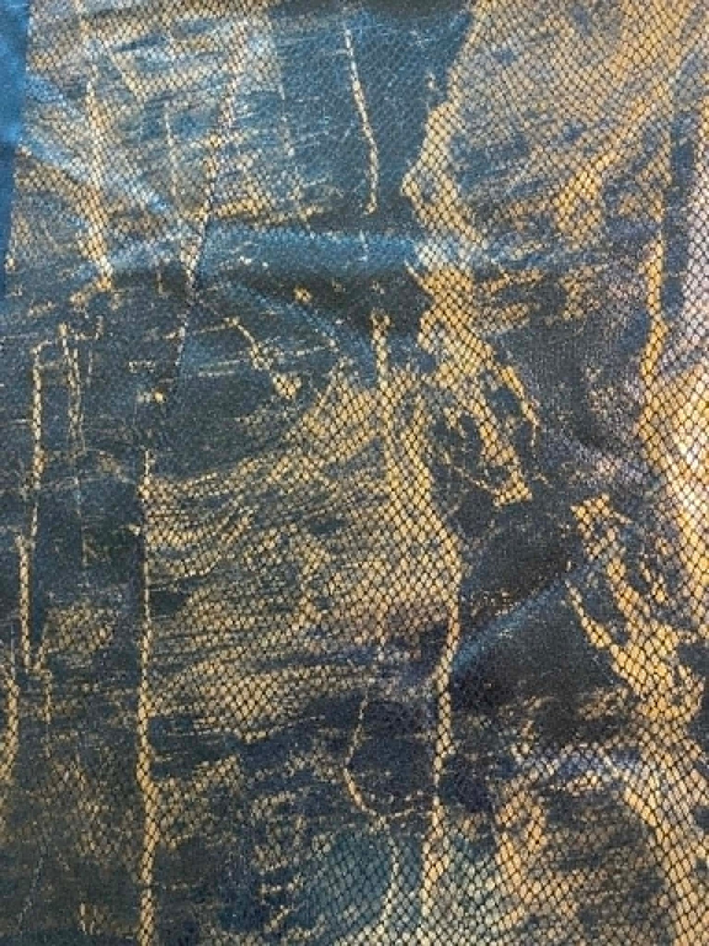 2 REMNANTS.  Copper and black embossed snake skin fabric.
