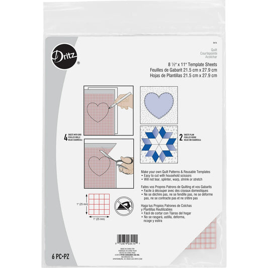 Dritz 3414 8.5" x 11" Template Sheets.  Pack of 6