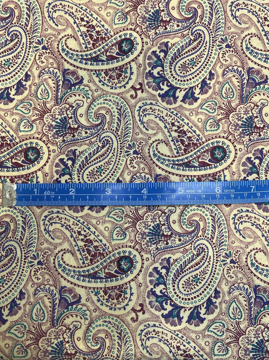 Maroon, teal and purple paisleys