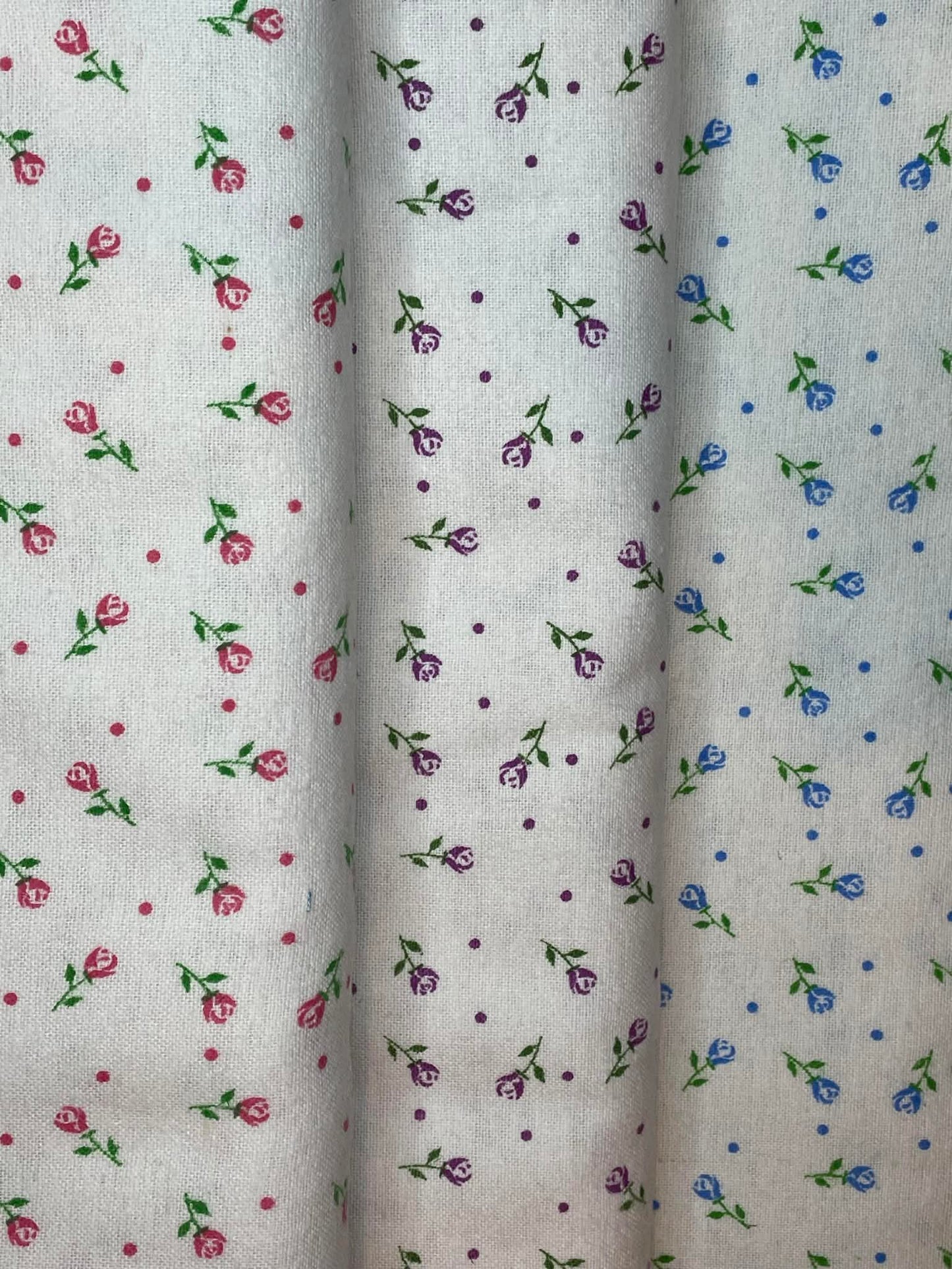 Flannel.  Small flowers on white background.  Three colors to choose from.