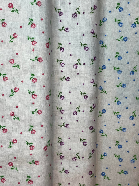 Flannel.  Small flowers on white background.  Three colors to choose from.