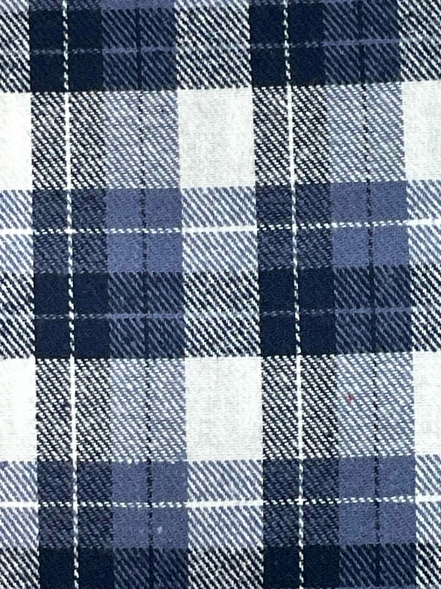 Ozark Mountain flannel.  Yarn dyed blue and white plaid.  Sold by the yard.