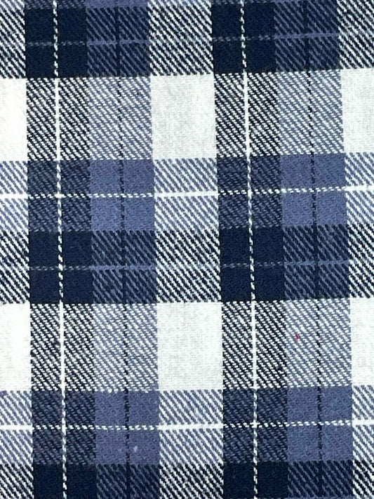 Ozark Mountain flannel.  Yarn dyed blue and white plaid.  Sold by the yard.