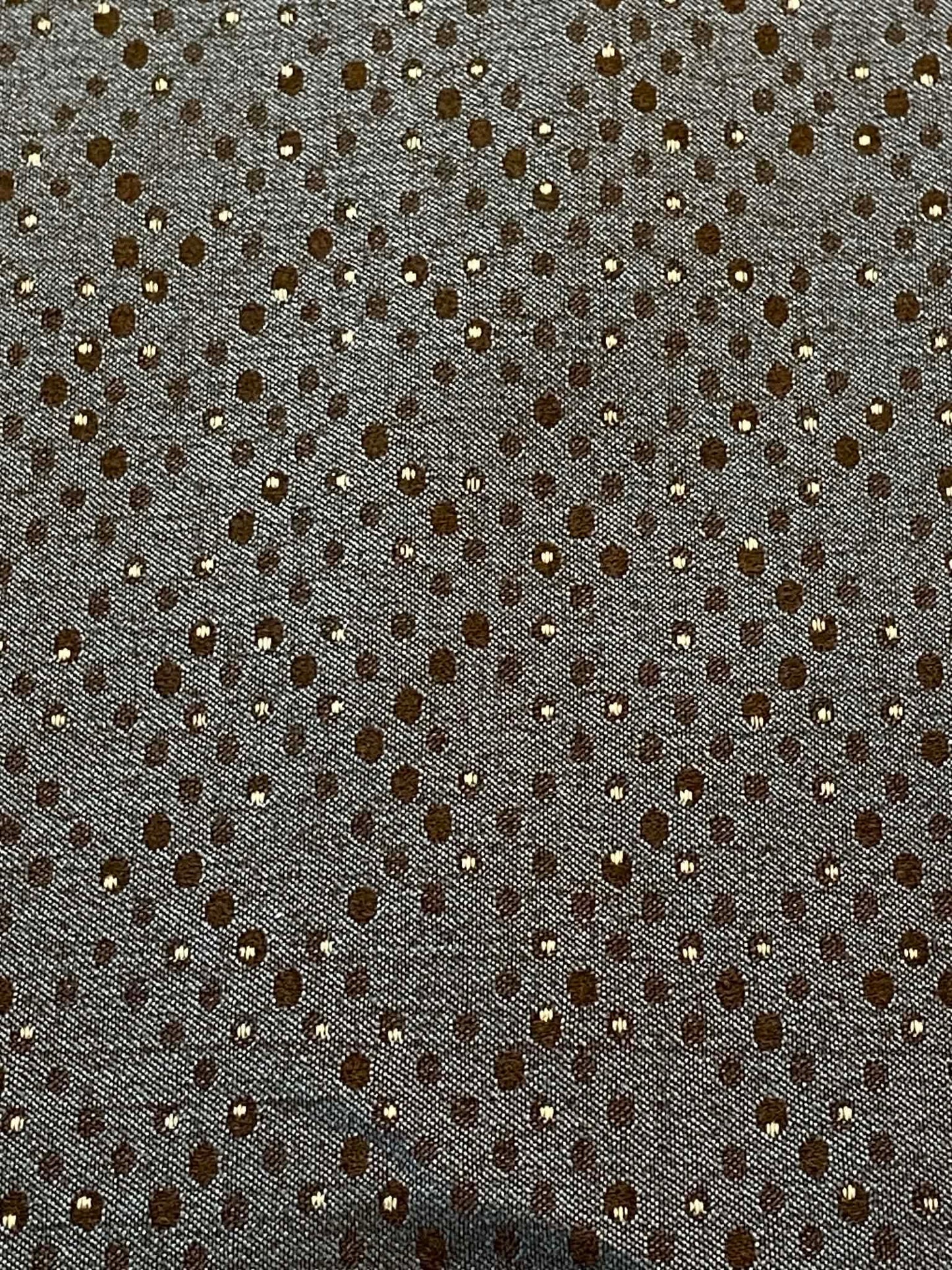 Bluish gray upholstery fabric with dots.  Sold by the yard.