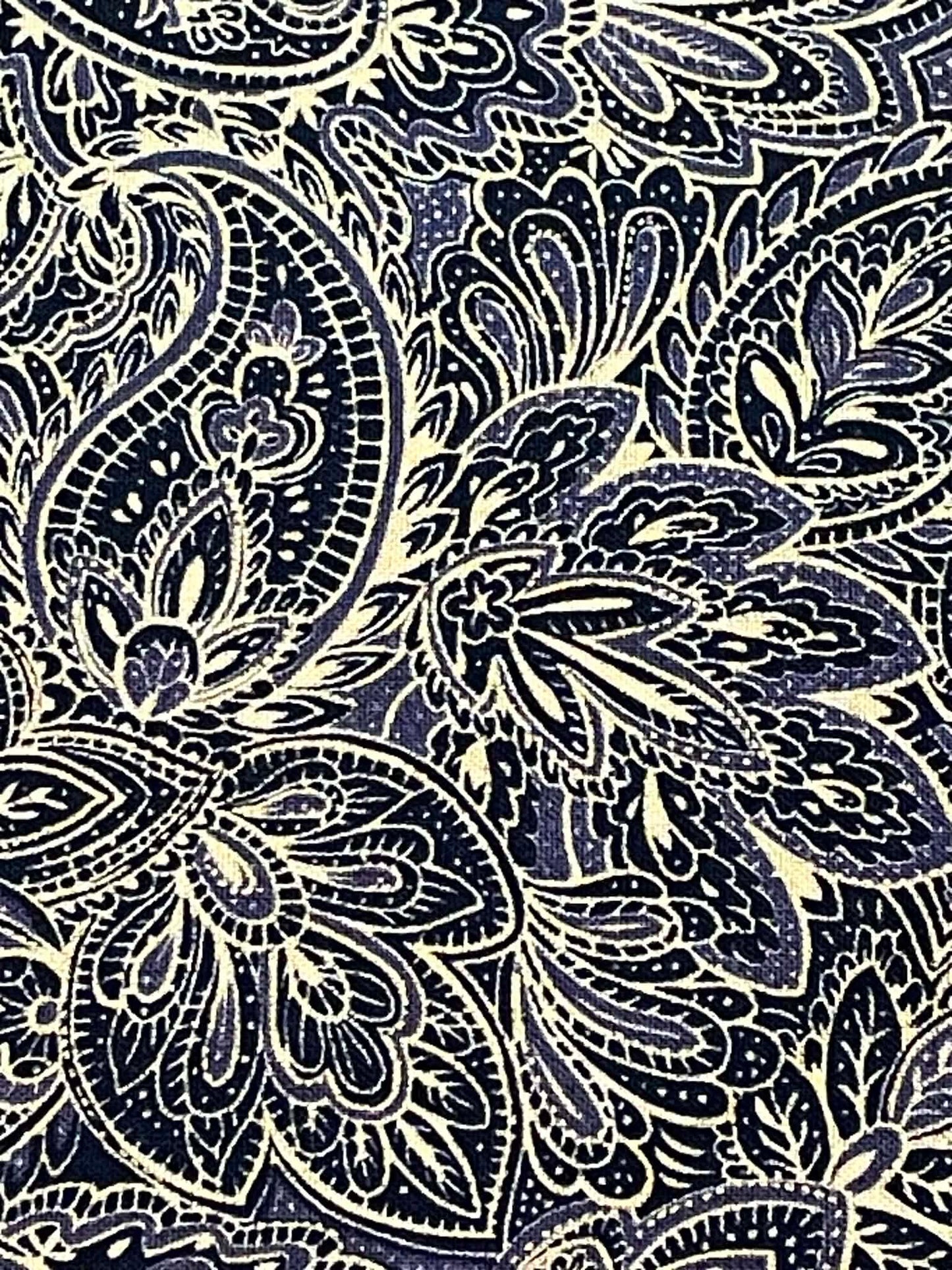Studio 8, black and yellow paisley.  Sold by the yard.
