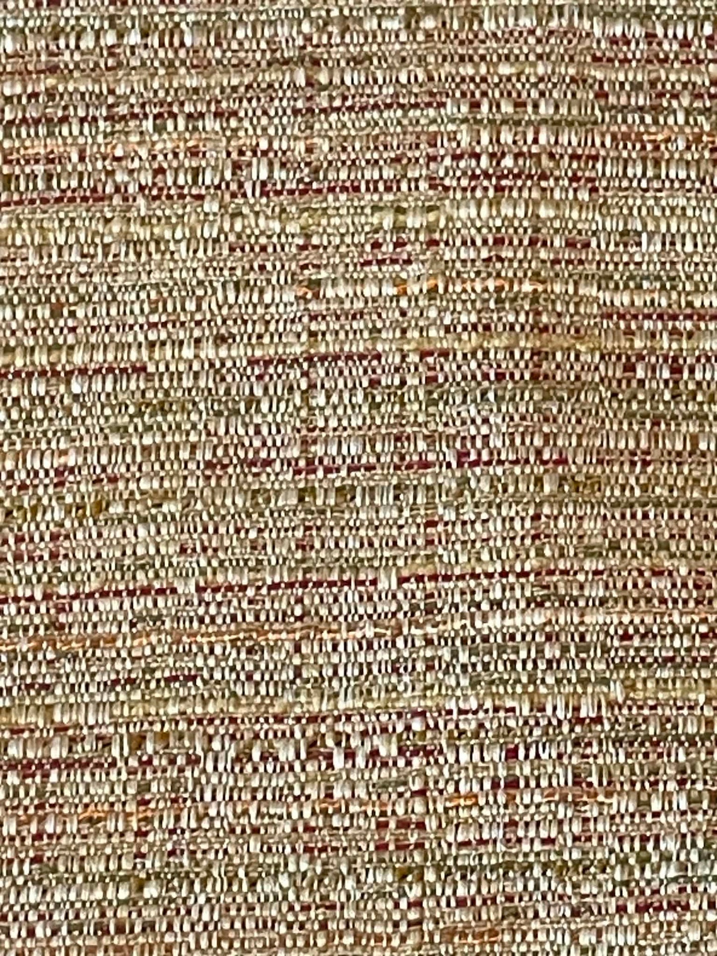 Pale yellow with some red and green.  Upholstery fabric.  Sold by the yard.