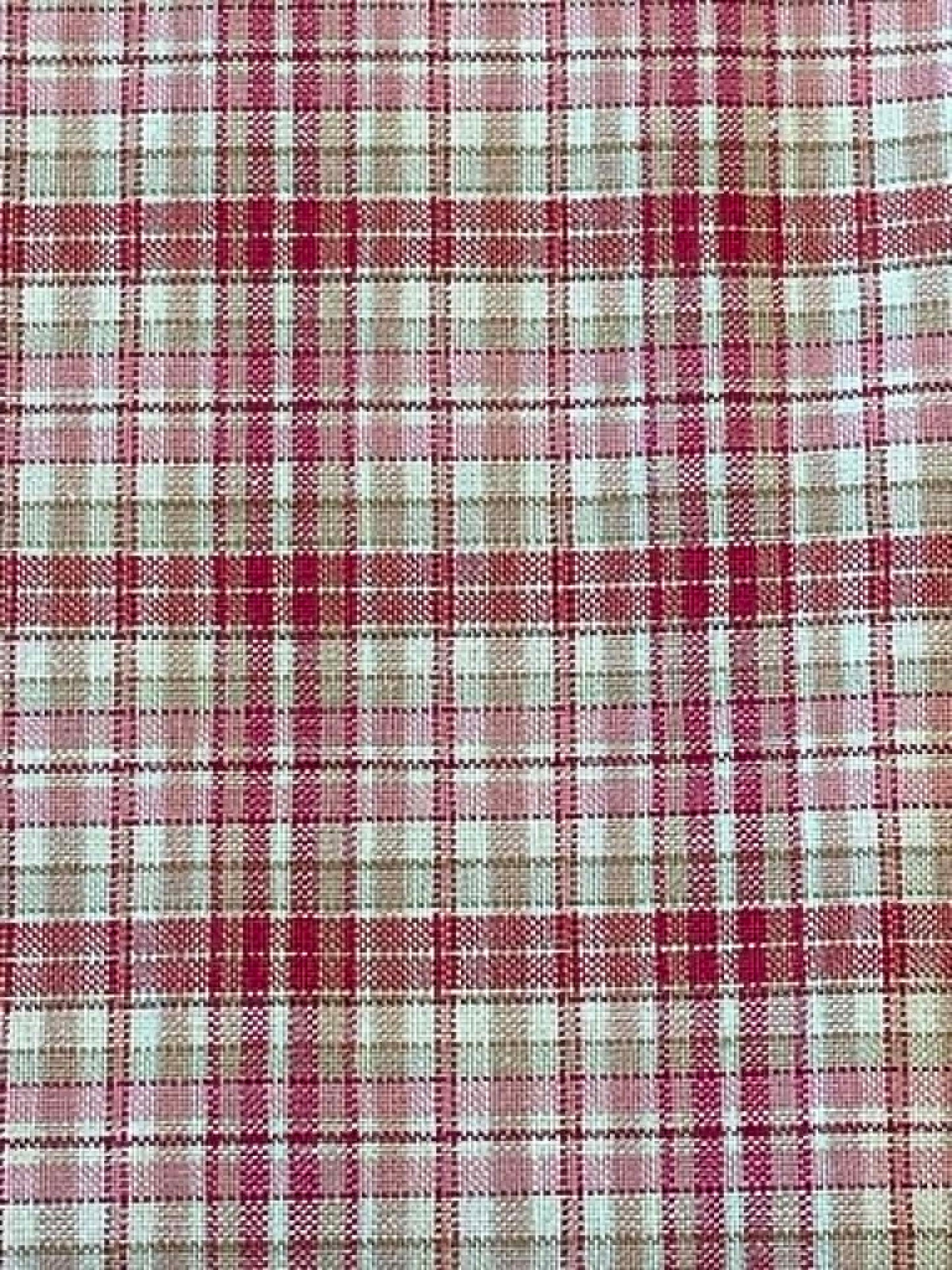Red and tan plaid shirting.  Sold by the half yard.