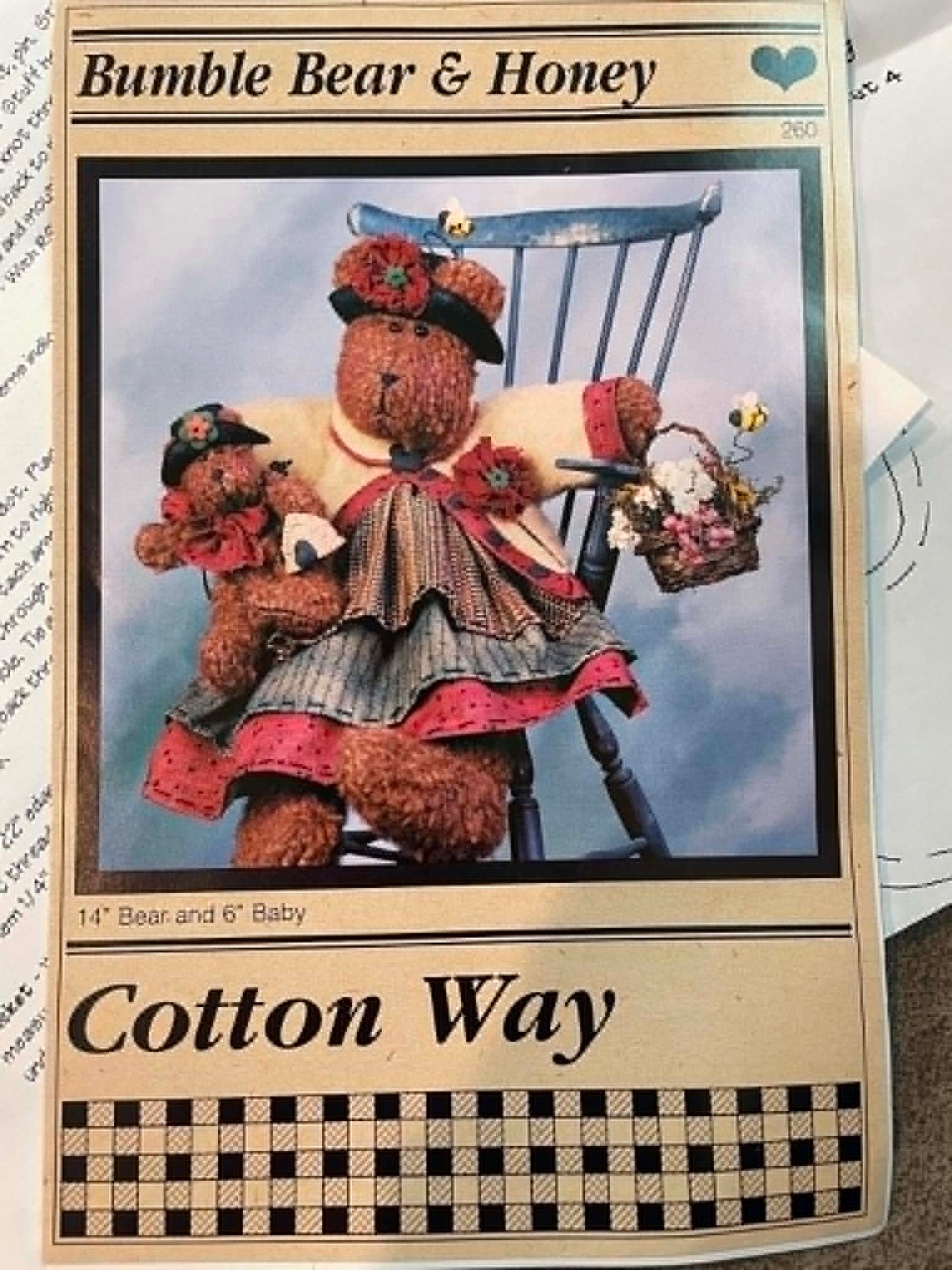 Bumble Bear & Honey.  Stuffed Bear Pattern by Cotton Way