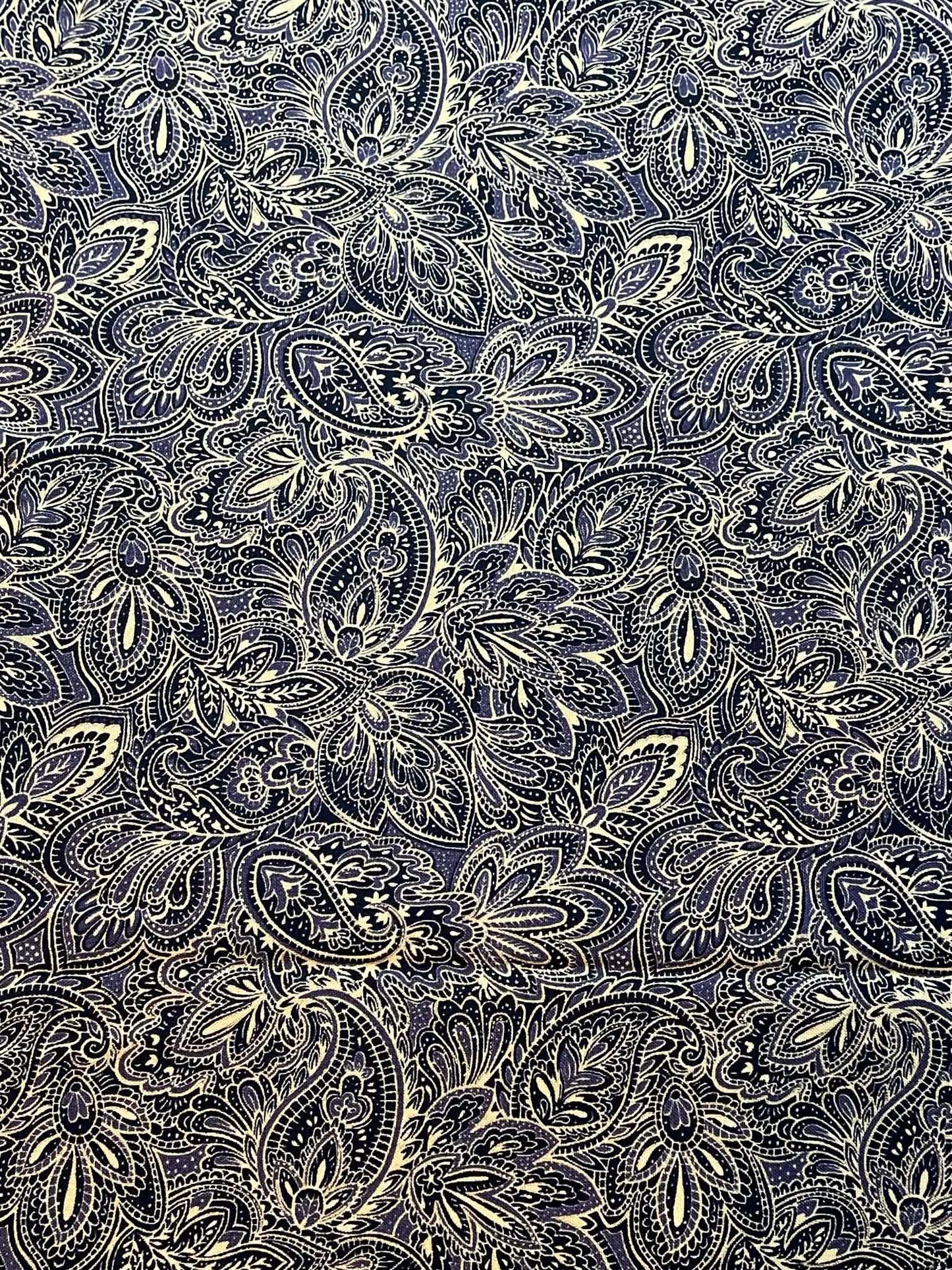 Studio 8, black and yellow paisley.  Sold by the yard.