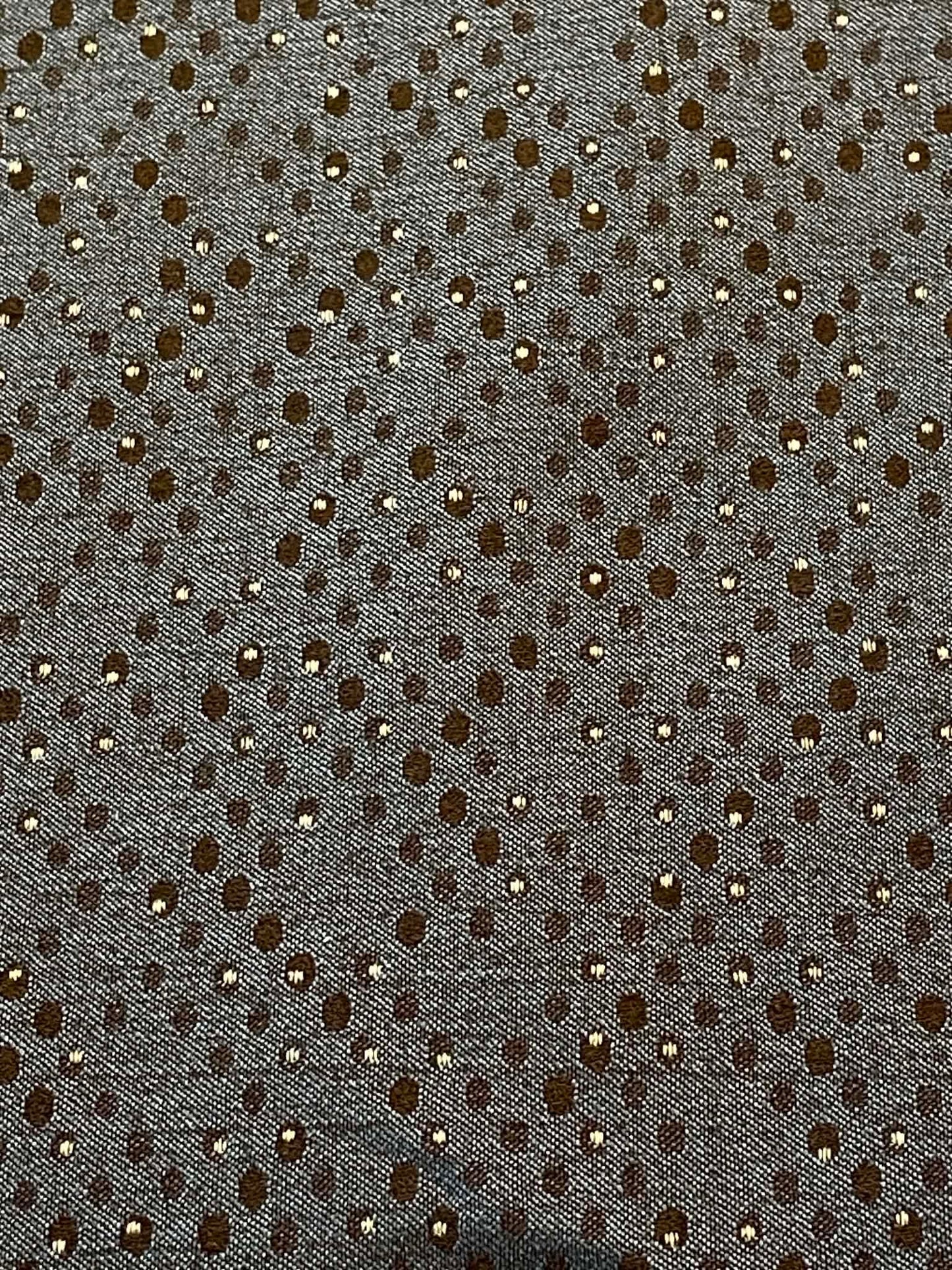 Bluish gray upholstery fabric with dots.  Sold by the yard.