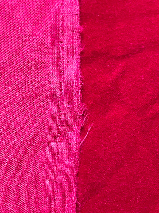 Red Velour fabric.  Sold by the 1/2 yard.