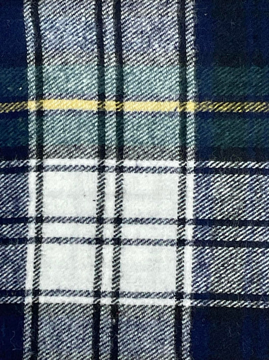 Ozark Mountain Flannel.  Yarn dyed plaid.  Blue, white and green.  Sold by the yard.