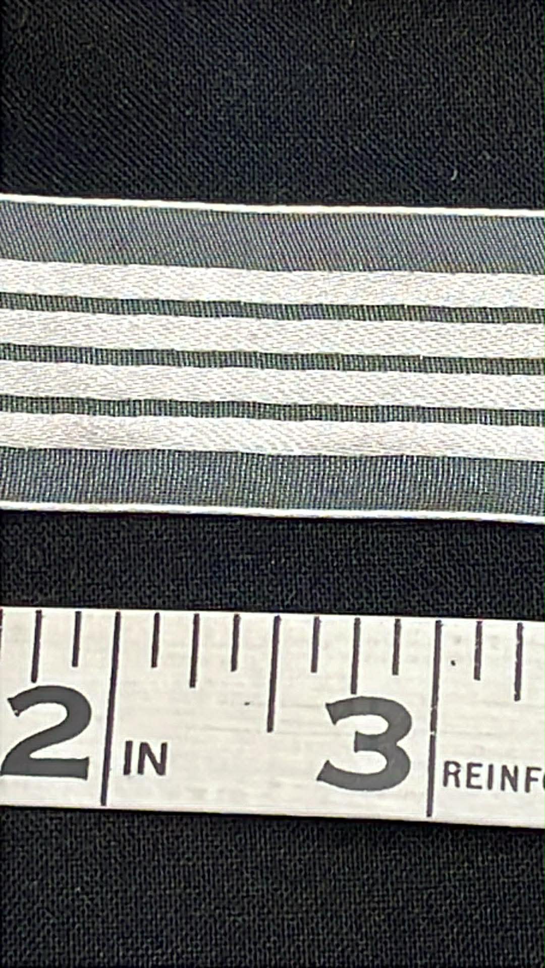 1" wide white striped sheer ribbon sold by the yard.