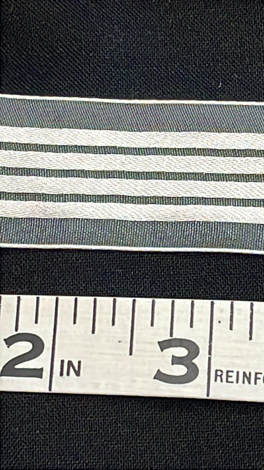 1" wide white striped sheer ribbon sold by the yard.