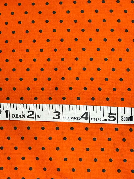 Halloween Dots - black dots on orange background.  Sold by the yard.