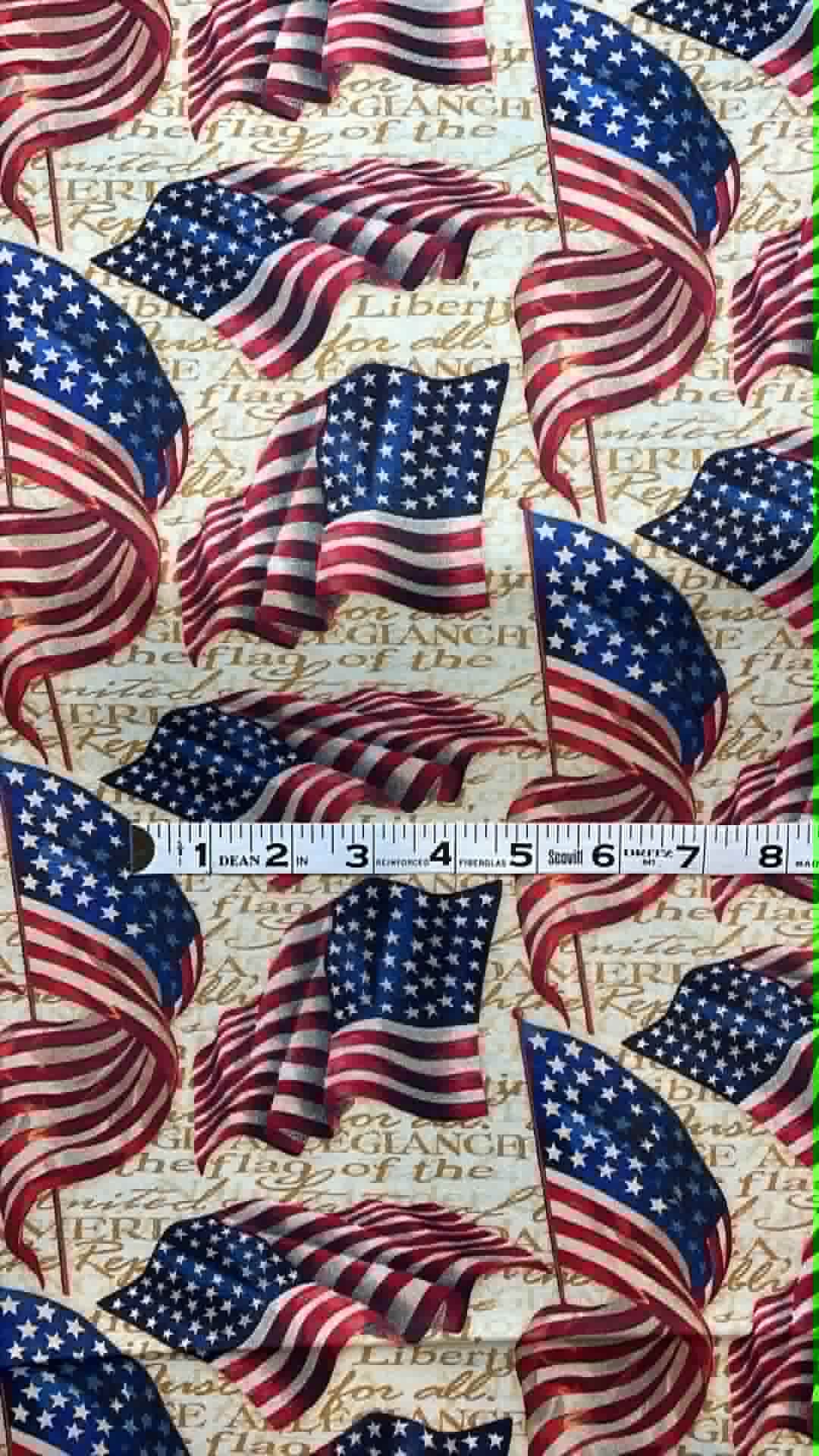 We Pledge Allegiance - Flags with words.  Sold by the half yard.