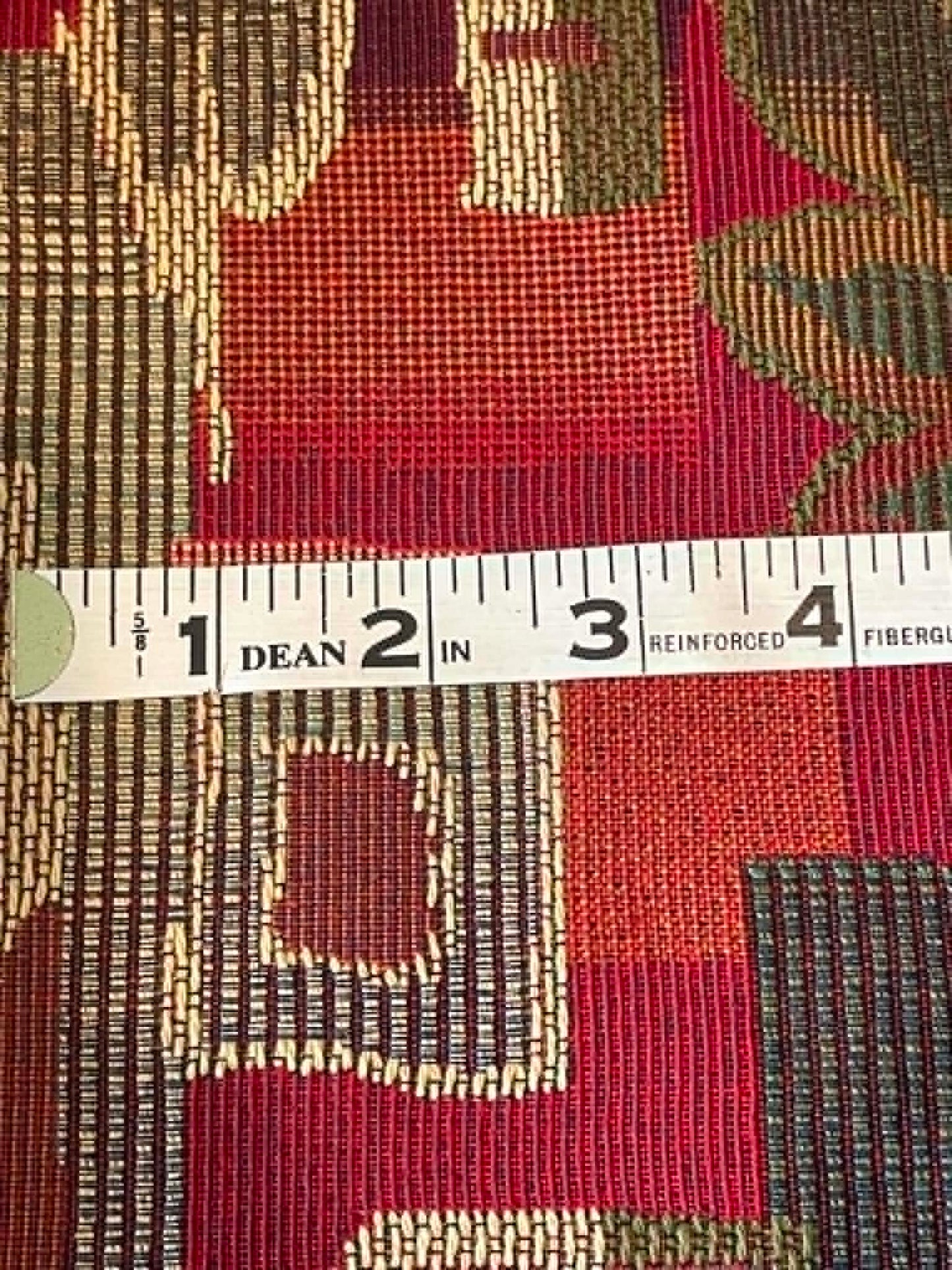 REMNANT **  102" x 40" Multi colored geometric and leaves upholstery fabric.