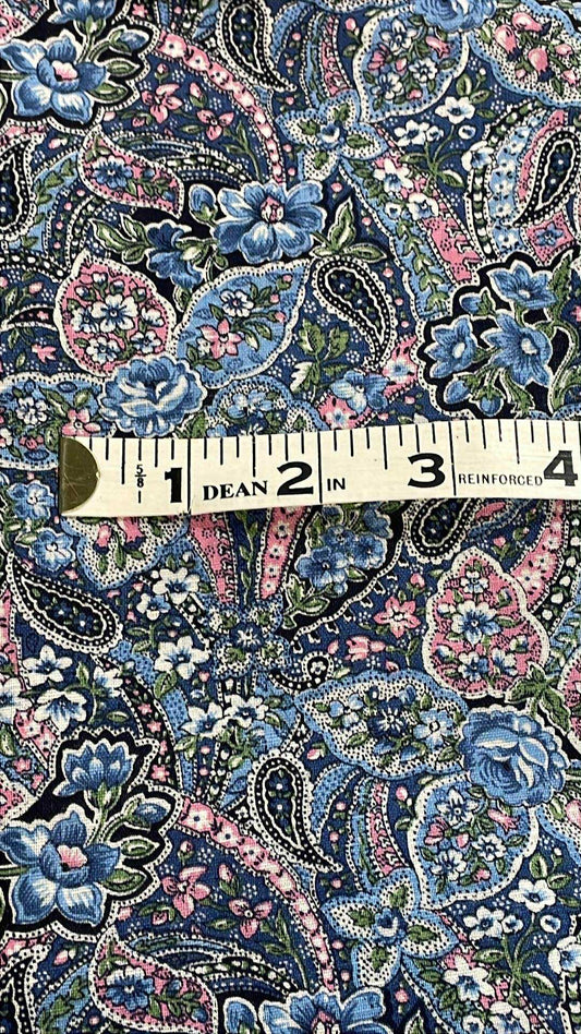 Flowers and paisleys, blue and pink