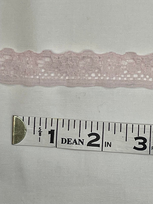 3/4" wide light pink lace Trim.  Sold by the yard.